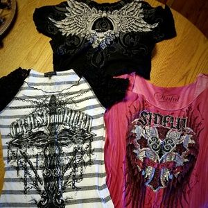 Sinful and Crash and Burn Shirts.  3 In Lot